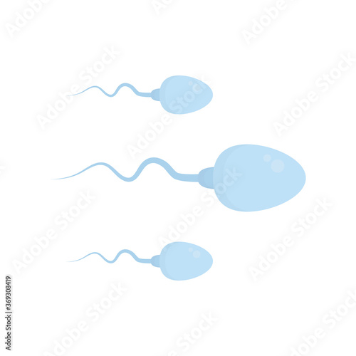 Spermatozoon set flat icon vector illustration isolated on white. Sperm blue outline symbol collection. Man cell icon. Male sexual reproductive system sign.