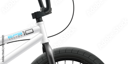 BMX bicycle - front area close-up. Vector illustration with space for design