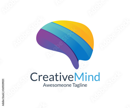 Digital Brain Logo Design, Vector, Template