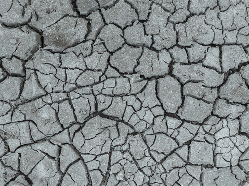 The dried and cracked muddy bottom of a shallow lake, river or swamp.