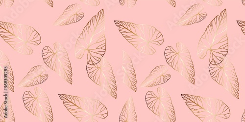 Summer print of exotic plants jungle tropical leaves, pattern, seamless floral vector on a light background.Nature wallpaper. Trendy modern pattern. Fabric and textile design. Print for bed linen