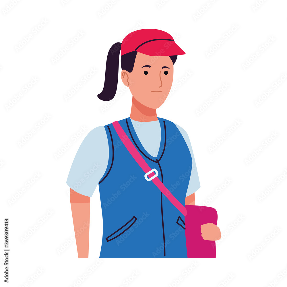 young tourist woman with travelbag character young tourist woman with travelbag character
