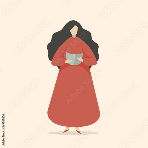 Fototapeta Woman Reading Book Standing and Singing Gospel, Reading Out loud and Presentatio