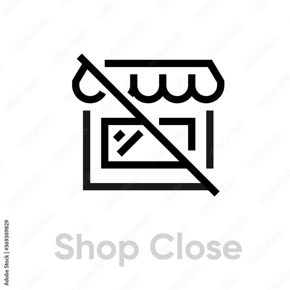 Shop Close icon. Editable line vector.