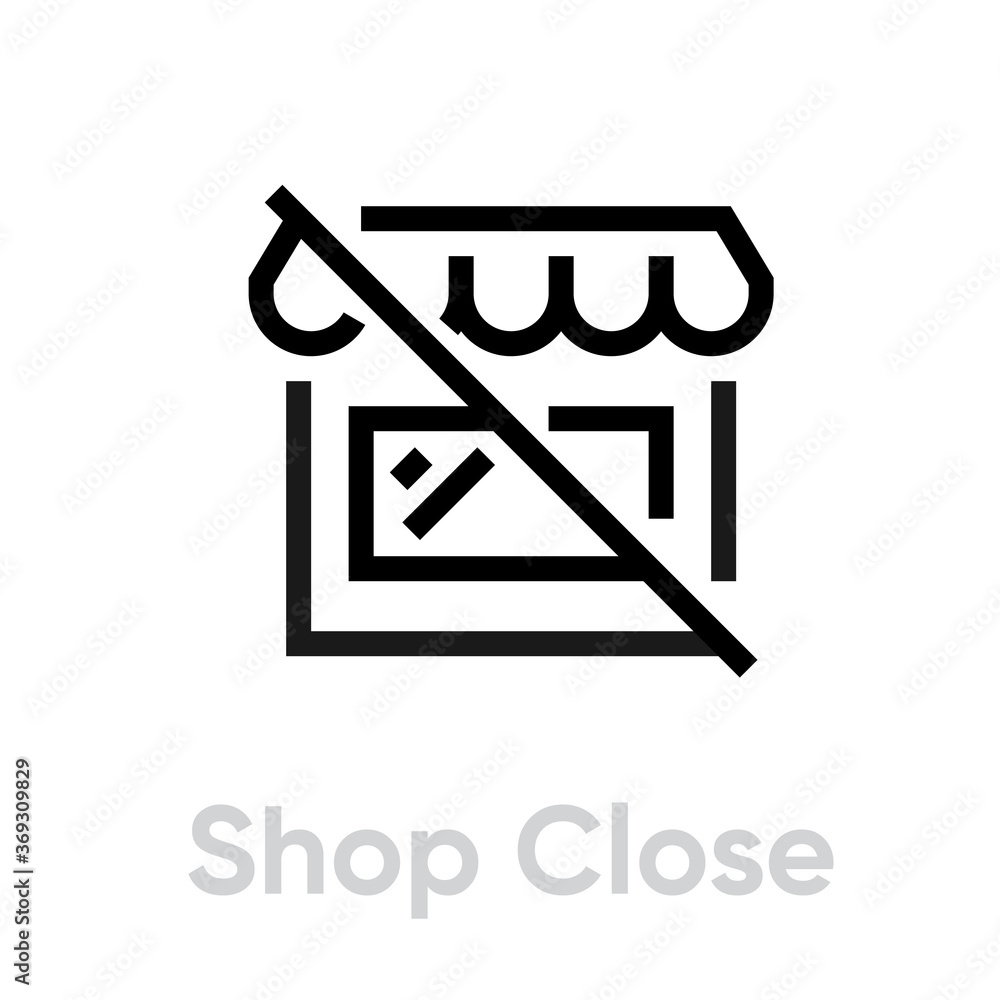 Shop Close icon. Editable line vector. Shop Close icon. Editable line vector.
