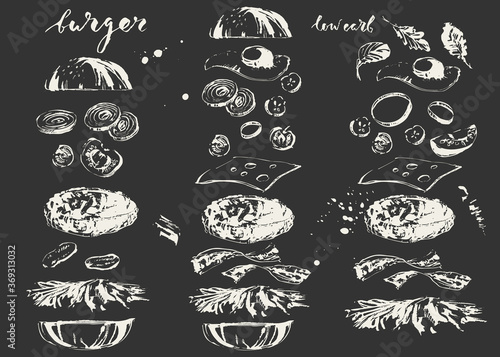 Hand drawn chalk fast food illustration