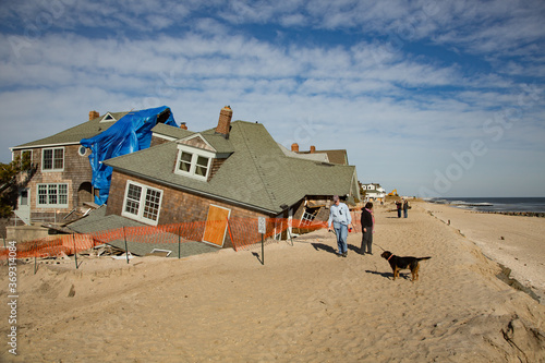 Jersey shore, New Jersey;  Damage to beach homes on the New Jersey shore in the aftermath of hurricane Sandy photo