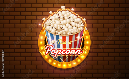 light sign popcorn brickwall background