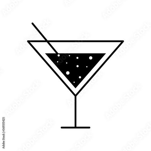 martini cocktail glass cup with straw silhouette style icon design, Alcohol drink bar and beverage theme Vector illustration