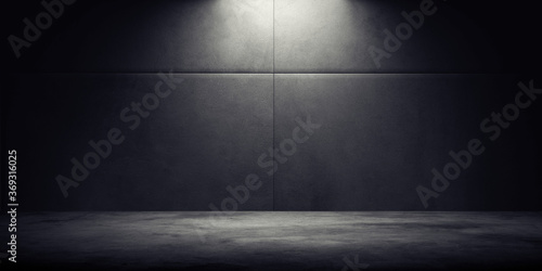 Dark room with light background.