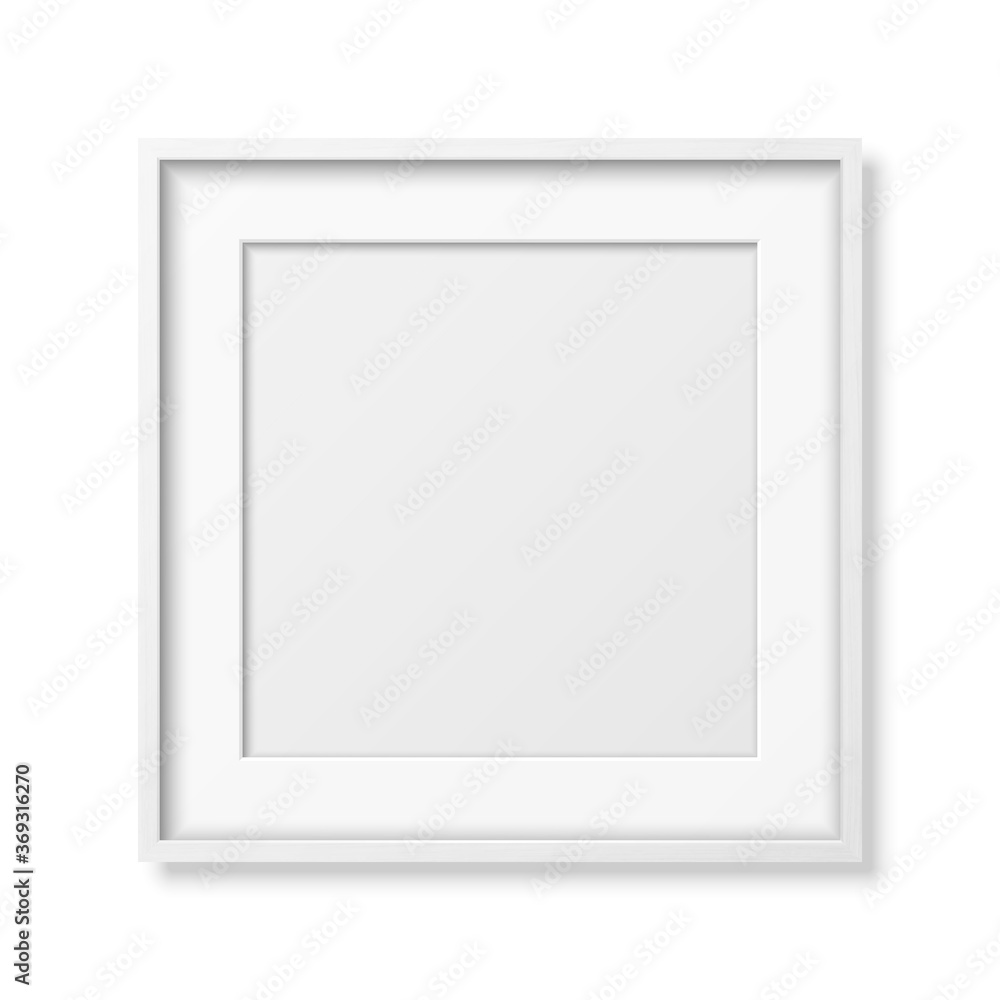 Vector 3d Realistic Square White Wooden Simple Modern Frame Icon Closeup Isolated on White. It can be used for presentations. Design Template for Mockup, Front View Vector 3d Realistic Square White Wooden Simple Modern Frame Icon Closeup Isolated on White. It can be used for presentations. Design Template for Mockup, Front View