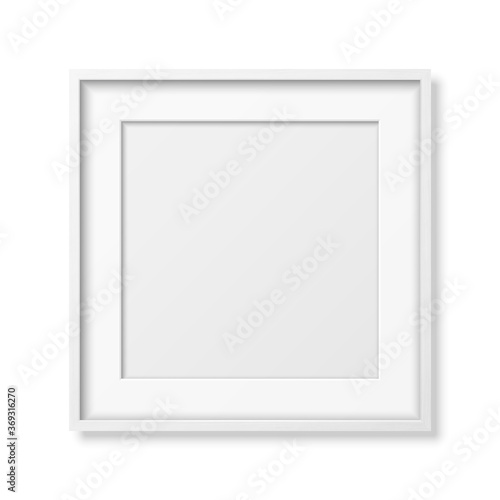 Vector 3d Realistic Square White Wooden Simple Modern Frame Icon Closeup Isolated on White. It can be used for presentations. Design Template for Mockup, Front View