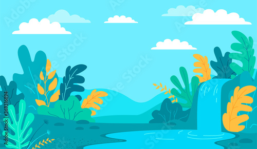 Colorful summer landscape vector illustration