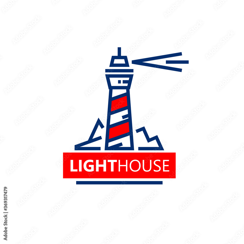 Lighthouse logo lines style vector Lighthouse logo lines style vector