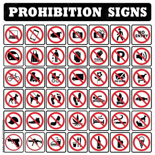 very important and Most useful Prohibition sign collection. Most useful Prohibition sign collection drawing by illustration