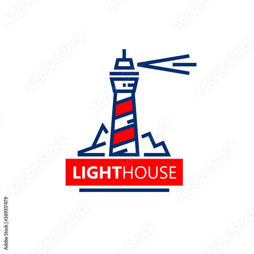 Lighthouse logo lines style vector