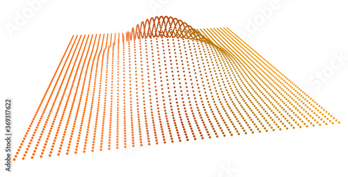 Data slice in the volume function of point data. Three-dimensional flow information. The bulge of the mountain science.