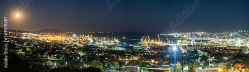 Panorama of the city of Novorossiysk. Seaport. Tanker. Cargo port. High modern houses by the sea. A clear sunny day. © Ivan_vislov_nadsochi