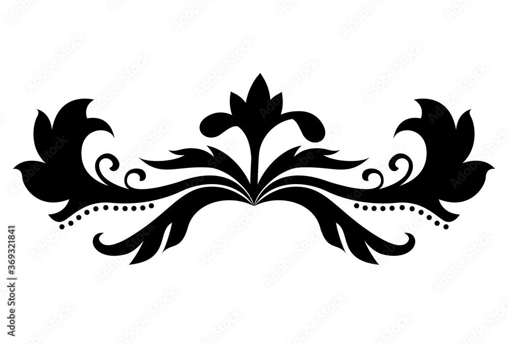 flower with leaves shaped ornament silhouette style icon design of Decorative element theme Vector illustration