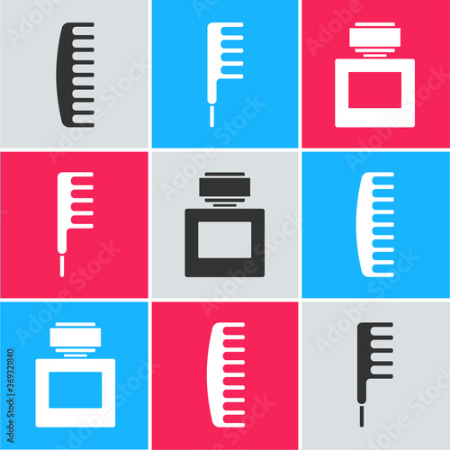 Set Hairbrush, Hairbrush and Aftershave icon. Vector.