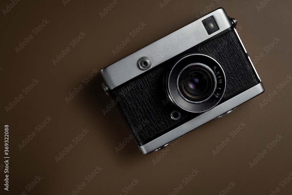 vintage camera on solid background, isolated