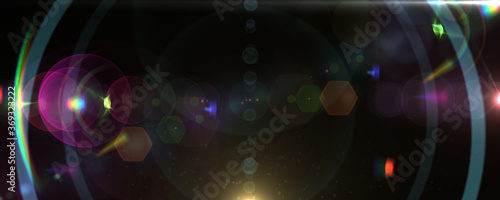 Optical lens flare on black background