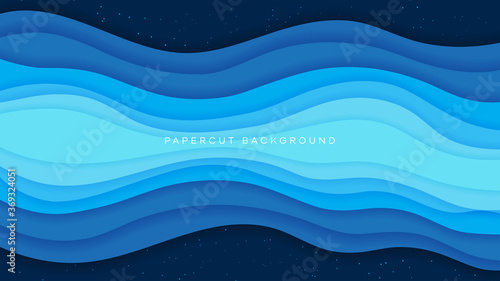 abstract papercut blue background