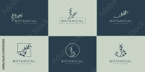 Set of botanical logo design collection, beauty, luxury, collection, health, nature Premium Vector