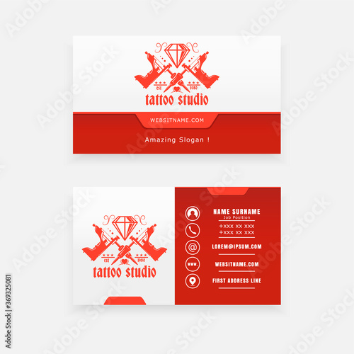 tattoo machine vector logo concept, business card tattoo salon