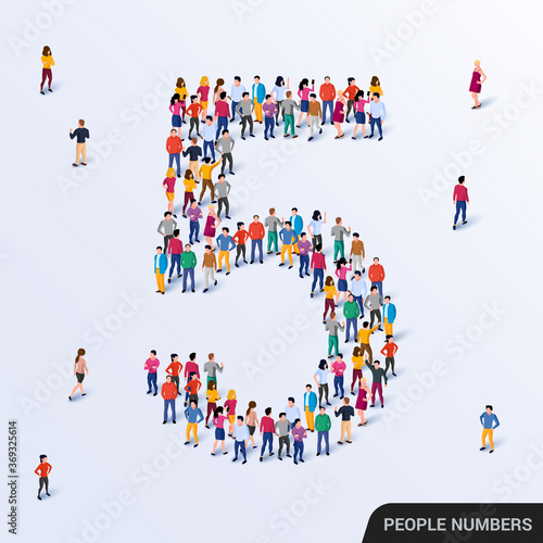 Large group of people in number 5 five form