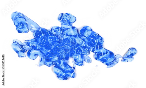 Blue transparent gel isolated on white background, with clipping path
