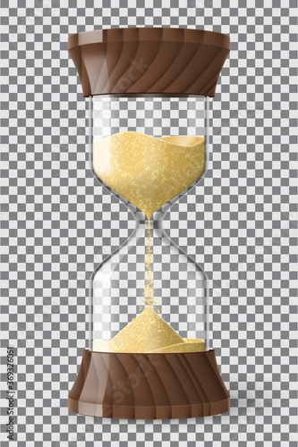 Realistic hourglass clock with transparency