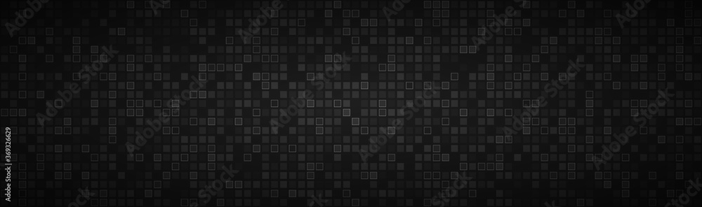 Black abstract header with transparent squares. Mosaic look banner. Modern vector illustration Black abstract header with transparent squares. Mosaic look banner. Modern vector illustration