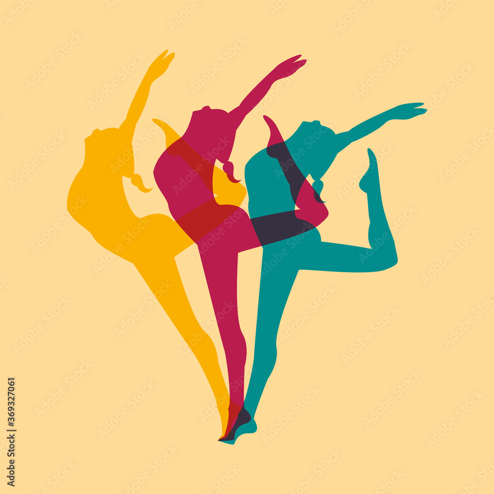 athletic woman practicing dance sport silhouette athletic woman practicing dance sport silhouette