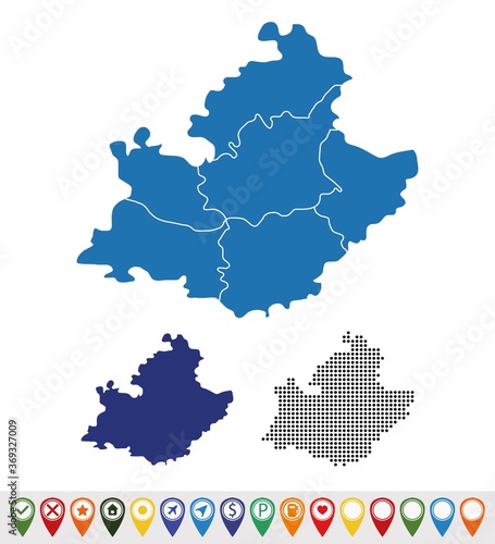 Set outline maps of Provence-Alpes-Côte d'Azur