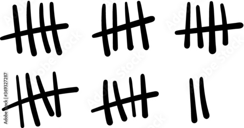 Tally marks count or prison wall sticks lines counter. Vector hash marks icons of jail or desert island lost day tally numbers counting in slash lines