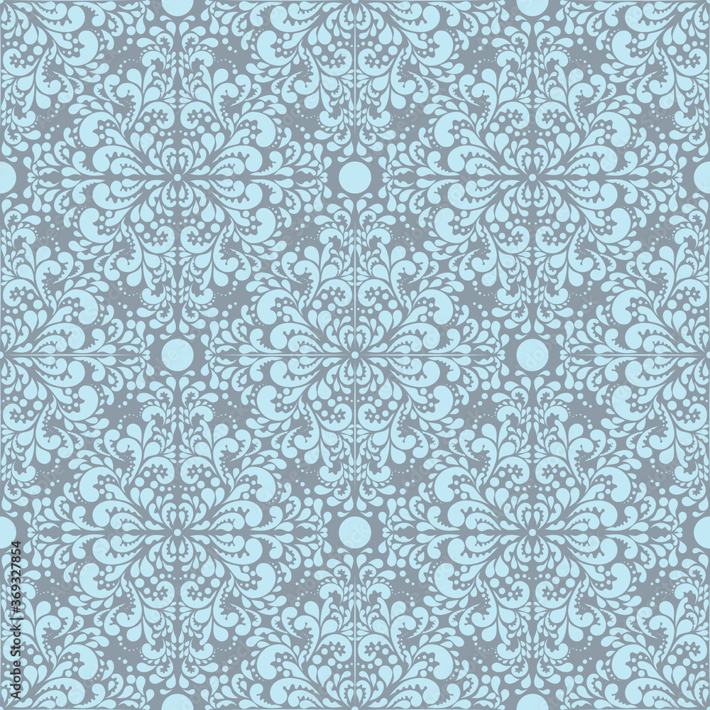 seamless pattern with blue floral elements