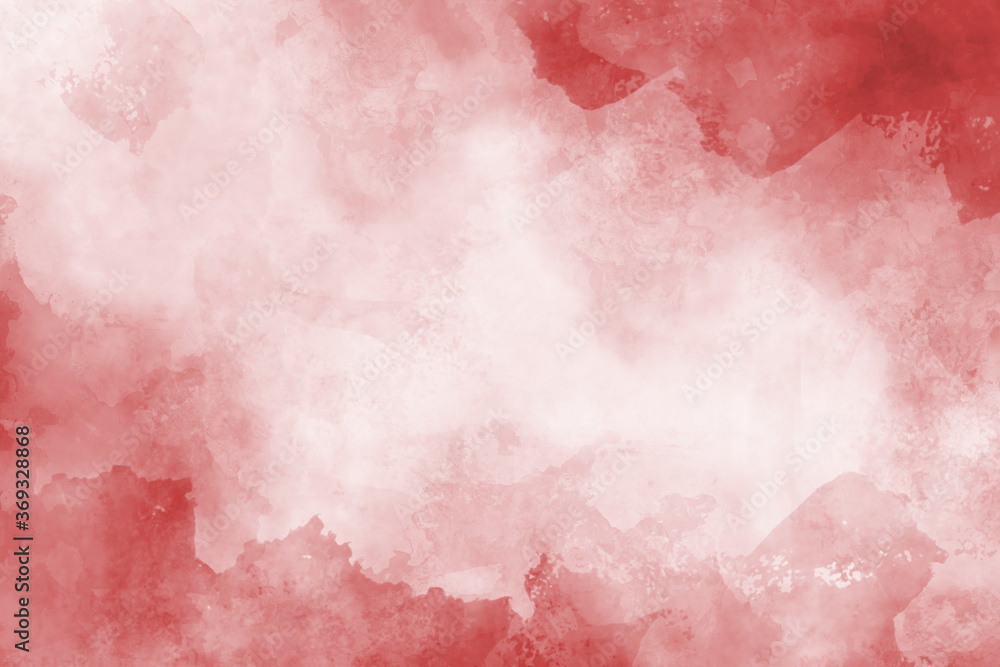 Red and white watercolor background texture, abstract painted red border grunge with white center, Christmas background design