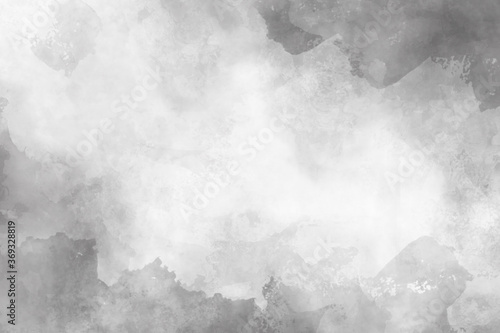 black and white watercolor background texture, abstract painted white clouds with dark gray border grunge