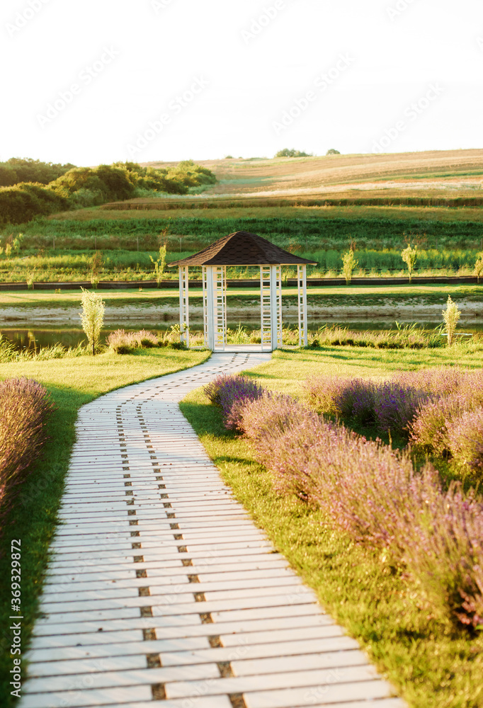 A path that leads to the gazebo. Lavender field