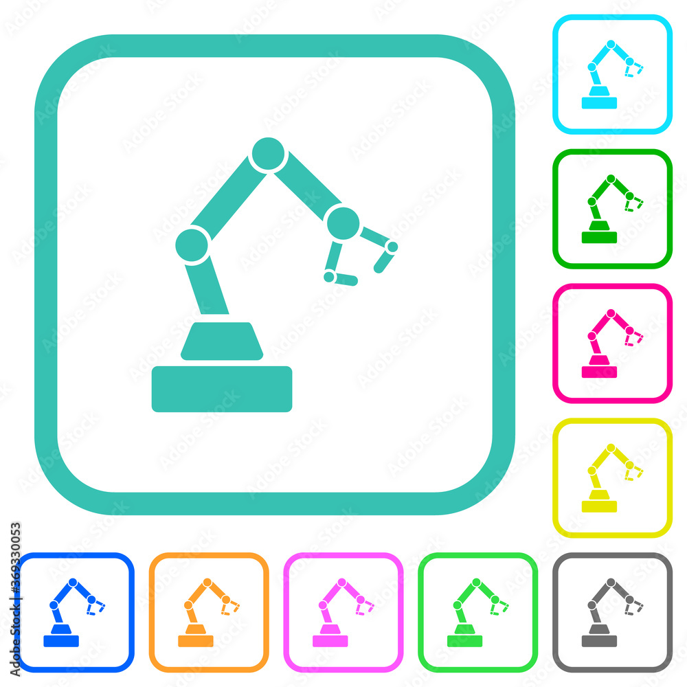 Robot arm vivid colored flat icons Robot arm vivid colored flat icons