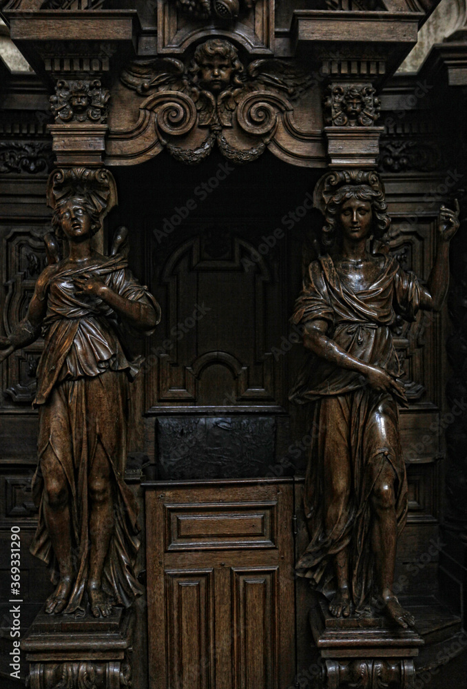 Interior of catholic church in Brussels