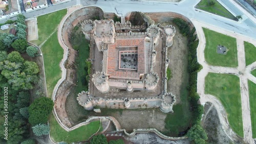 Castle of Coca in Segovia,Spain. Aerial Drone Footage photo