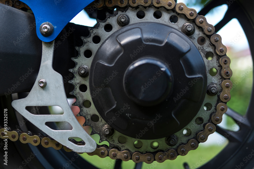close up of a motor chain close up of a motor chain