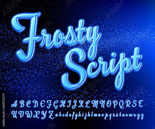 A Vintage Style Vector Script Alphabet with Layers, Highlights, and Dimensions. This Cursive Font has a Retro Appeal and Harks Back to the Script Styles Popular in 1950s and 1960s Advertising.