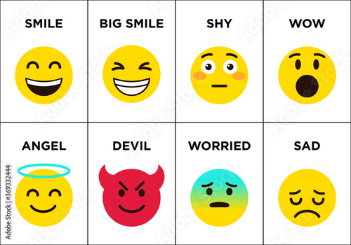 Emoticons set icons with differents reactions Vector, color icon set on white background