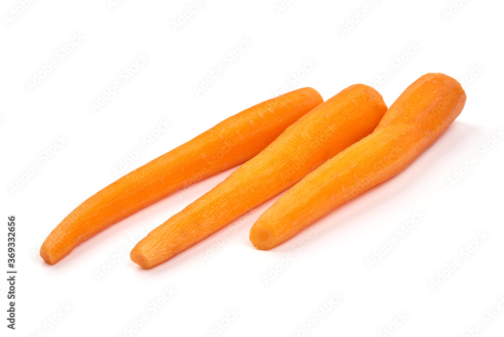 Peeled carrots, isolated on white background Peeled carrots, isolated on white background