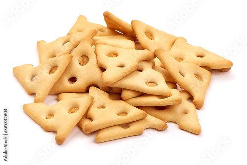 Cheese crackers, isolated on white background