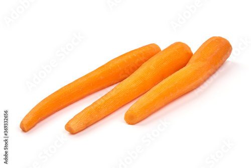 Peeled carrots, isolated on white background