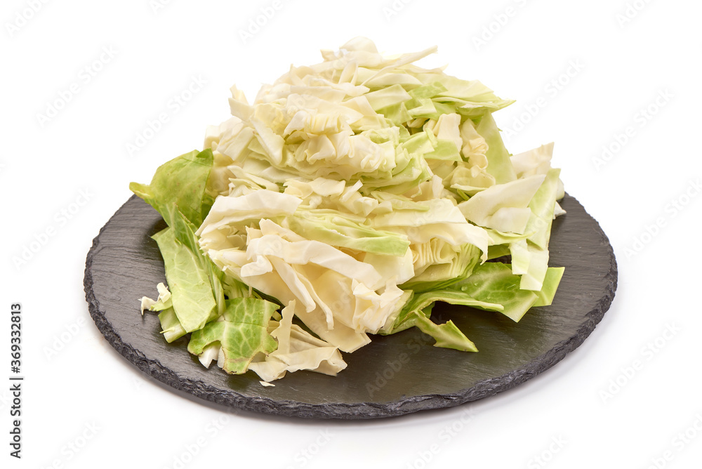 Fresh chopped cabbage, isolated on white background Fresh chopped cabbage, isolated on white background